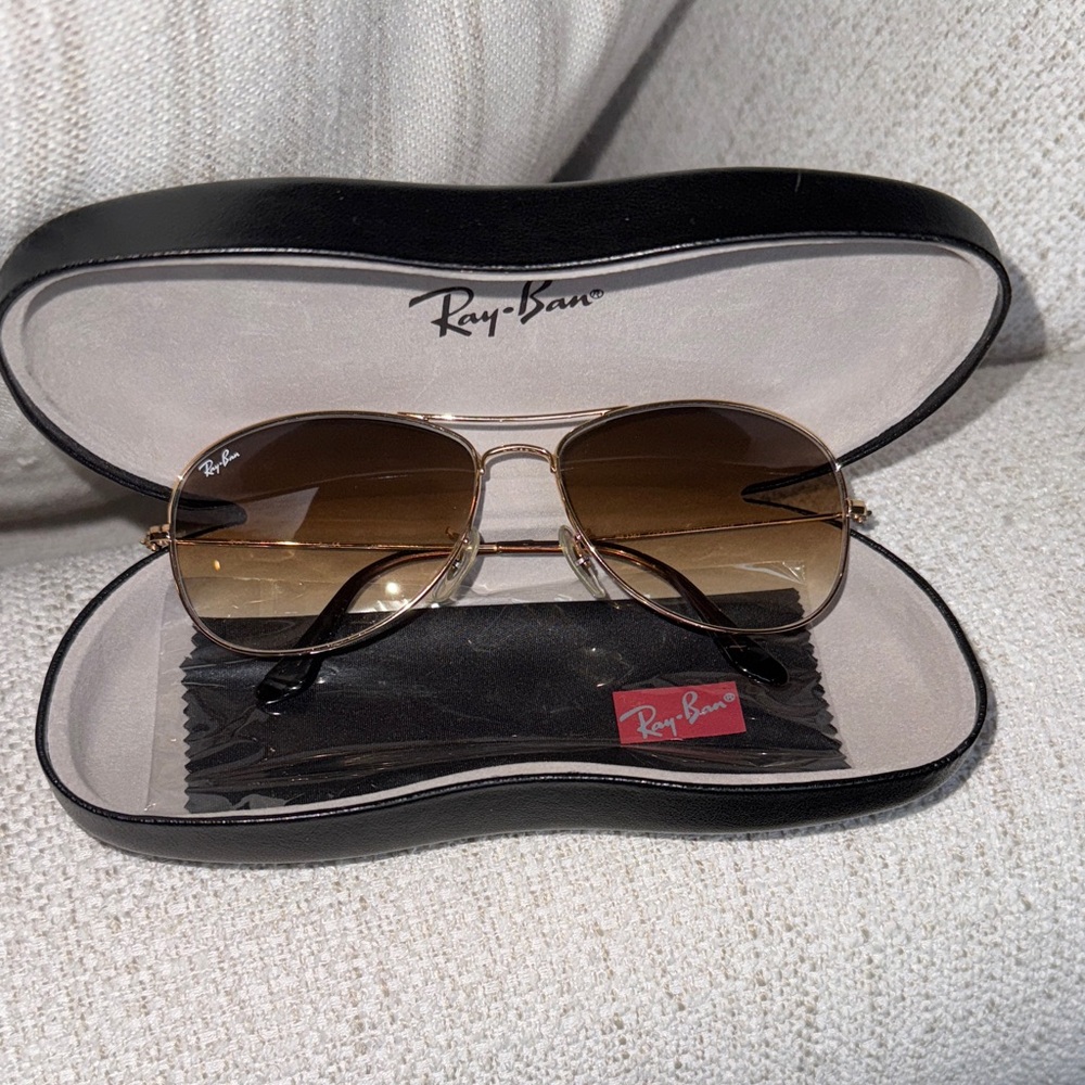 Ray-Ban Cockpit Gold and Brown Aviator Sunglasses
